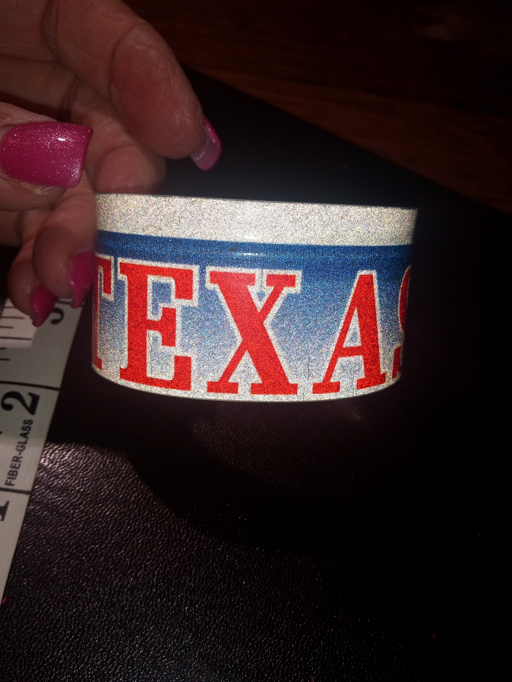 Texas Glitter Accent Bracelet - White, Blue & Red License Plate